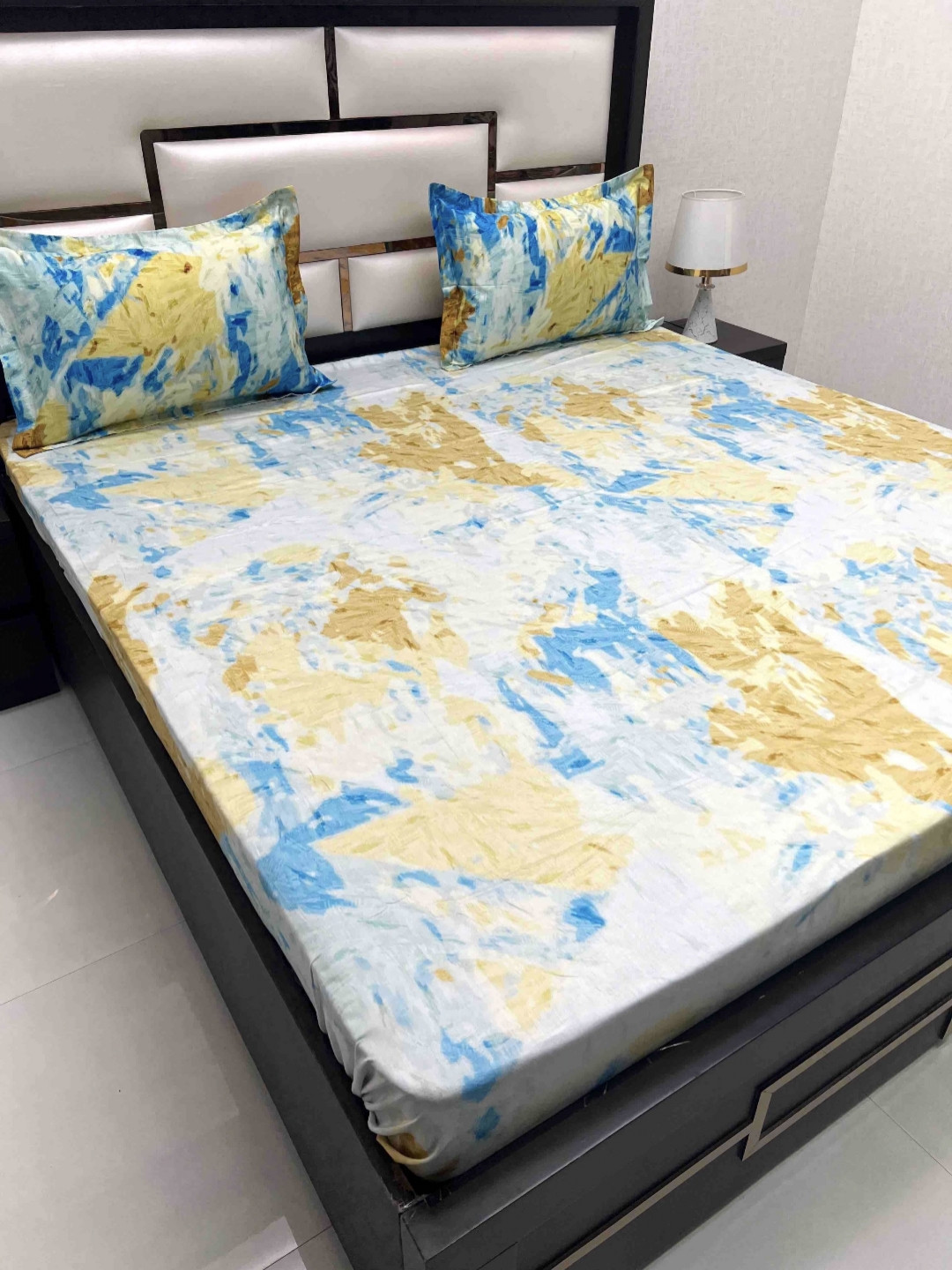 

Pure Decor Cotton King Size Double Bed Bedsheet With 2 Pillow Covers 2.74m X 2.74m, Blue