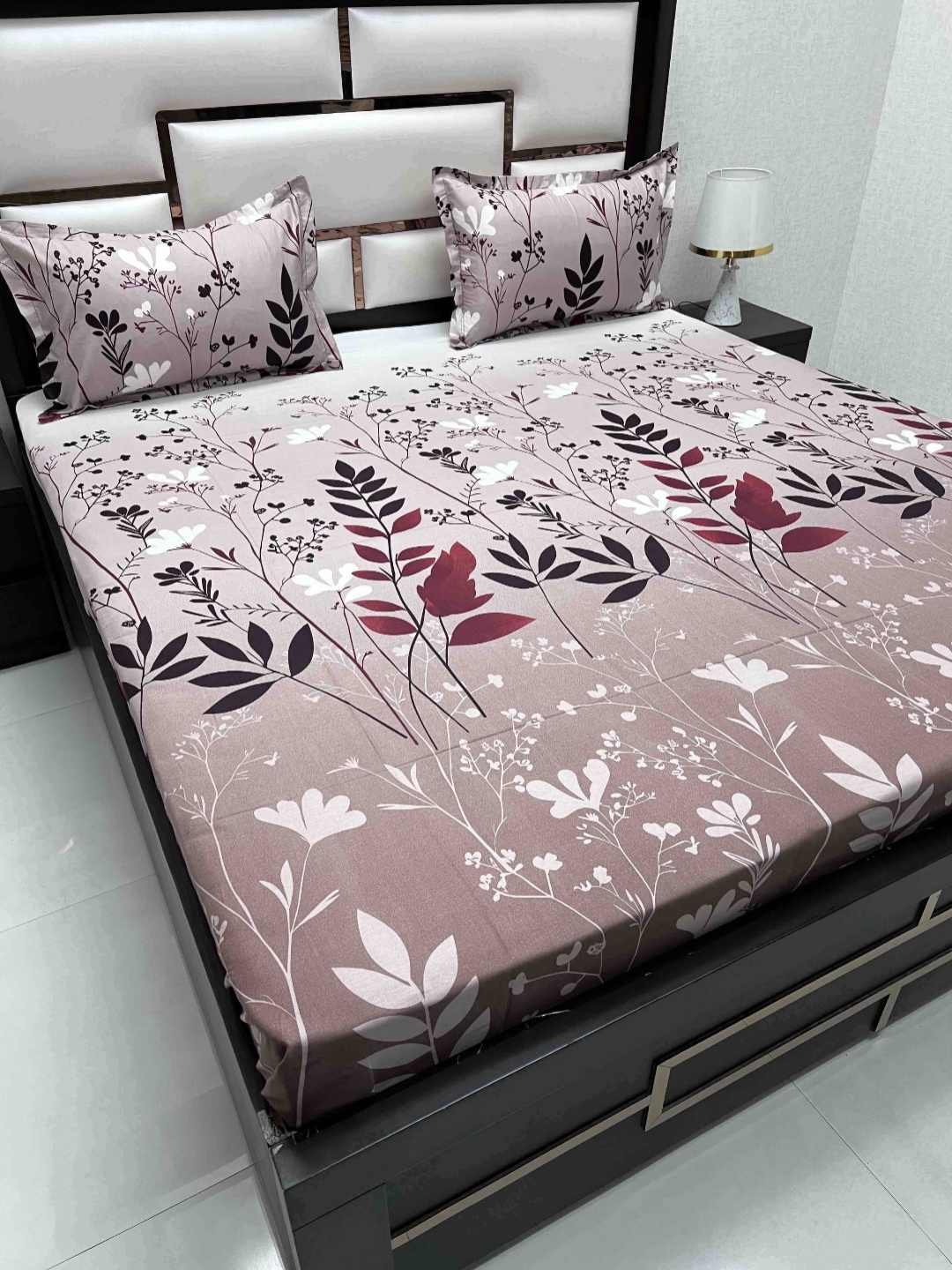 

Pure Decor Passion Fur Purple Floral Pure Cotton 230 TC Queen Bedsheet Set-2.27 m x 2.54 m
