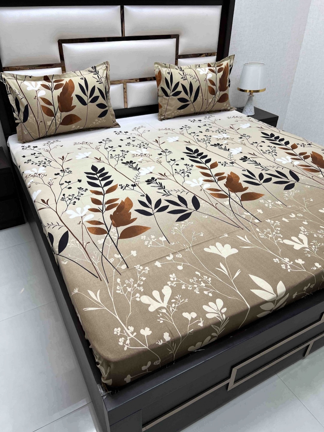 

Pure Decor Cotton Queen Size Double Bed Bedsheet With 2 Pillow Covers 2.28m X 2.54m, Brown