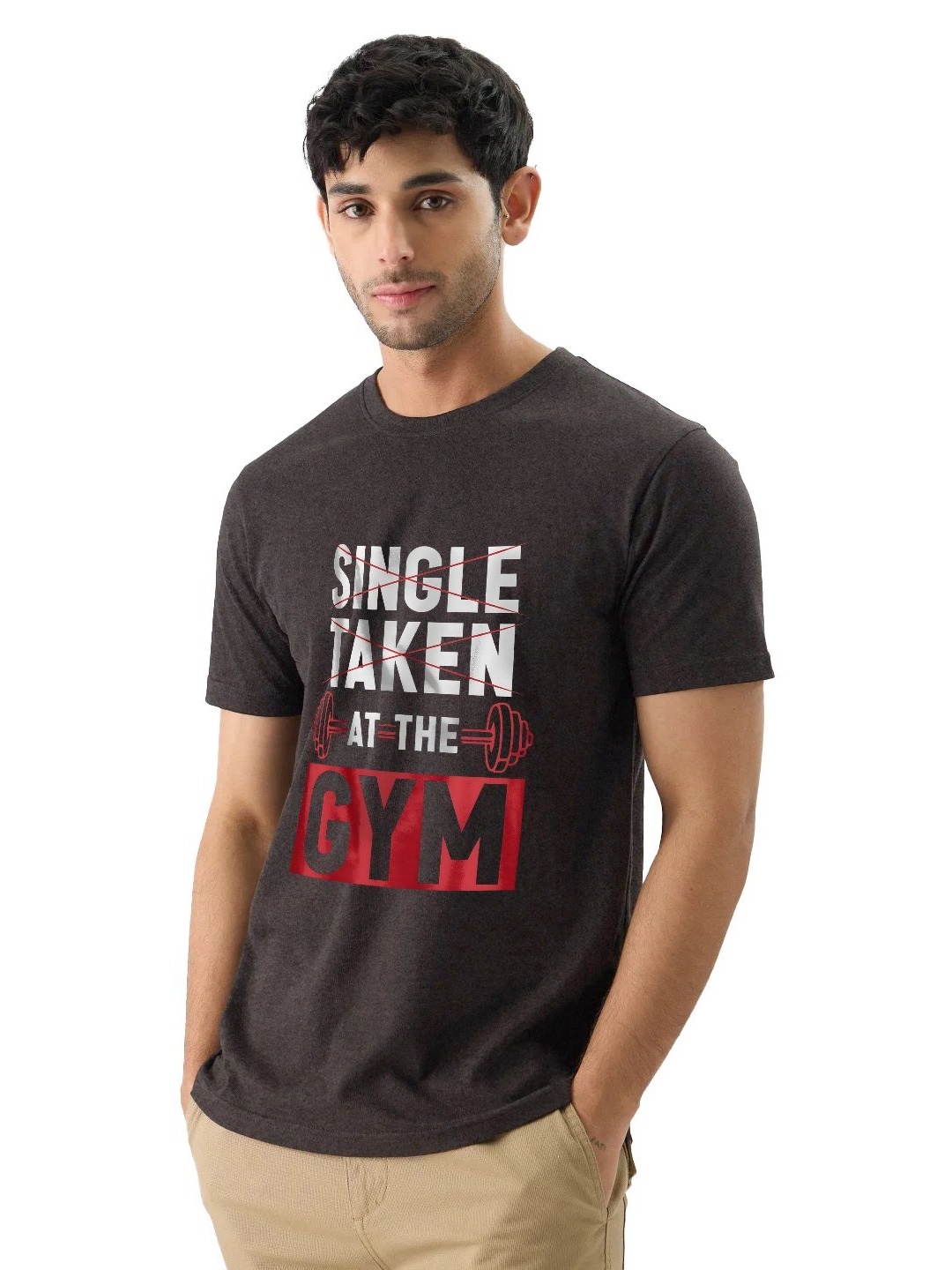 

fanideaz Men Typography Printed Round Neck Cotton T-shirt, Grey