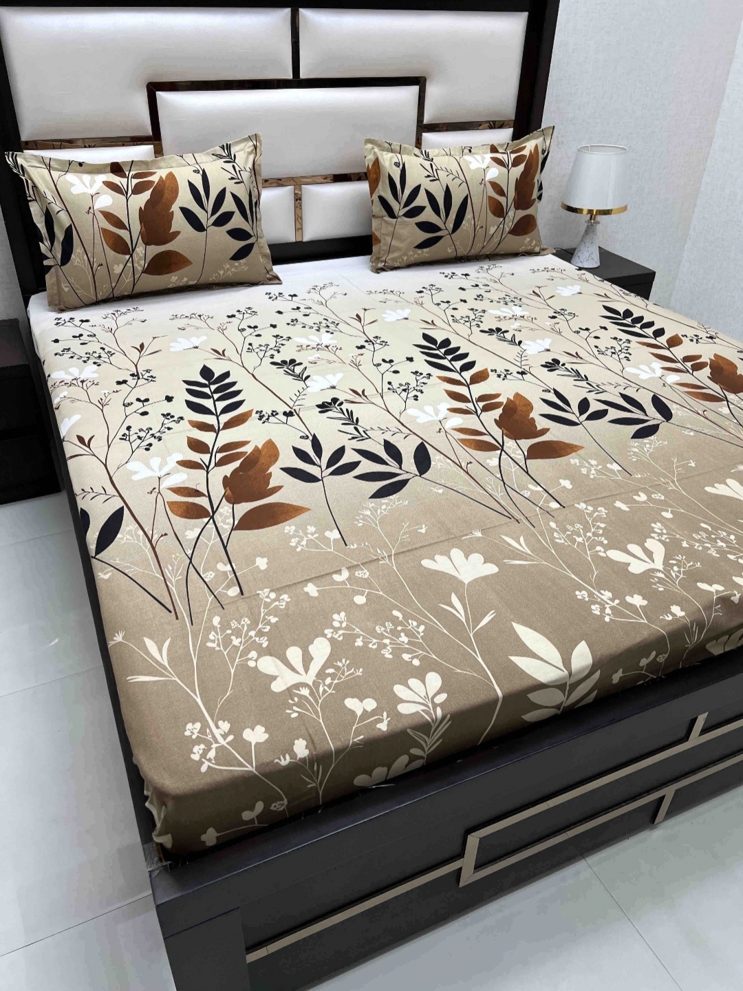 

Pure Decor Cotton Queen Size Double Bed Bedsheet With 2 Pillow Covers 2.28m X 2.54m, Brown