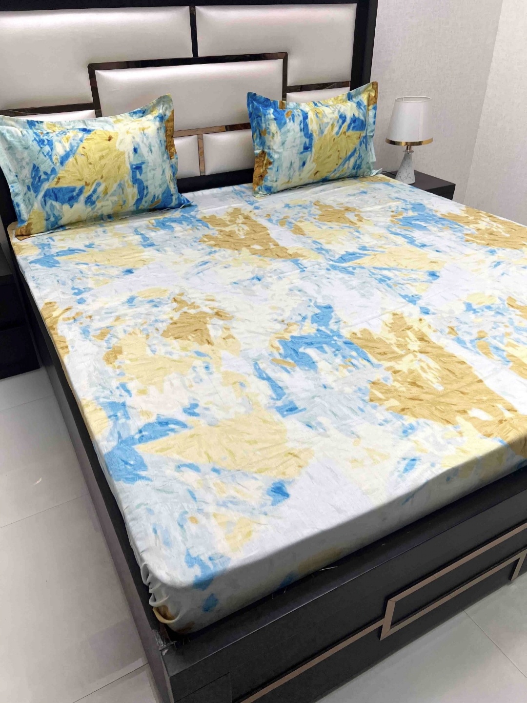 

Pure Decor Cotton King Size Double Bed Bedsheet With 2 Pillow Covers 2.74m X 2.74m, Blue