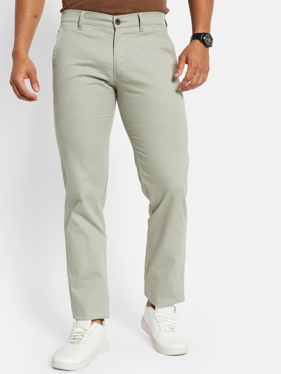 

Octave Men Regular Fit Mid-Rise Cotton Chinos Trousers, Grey