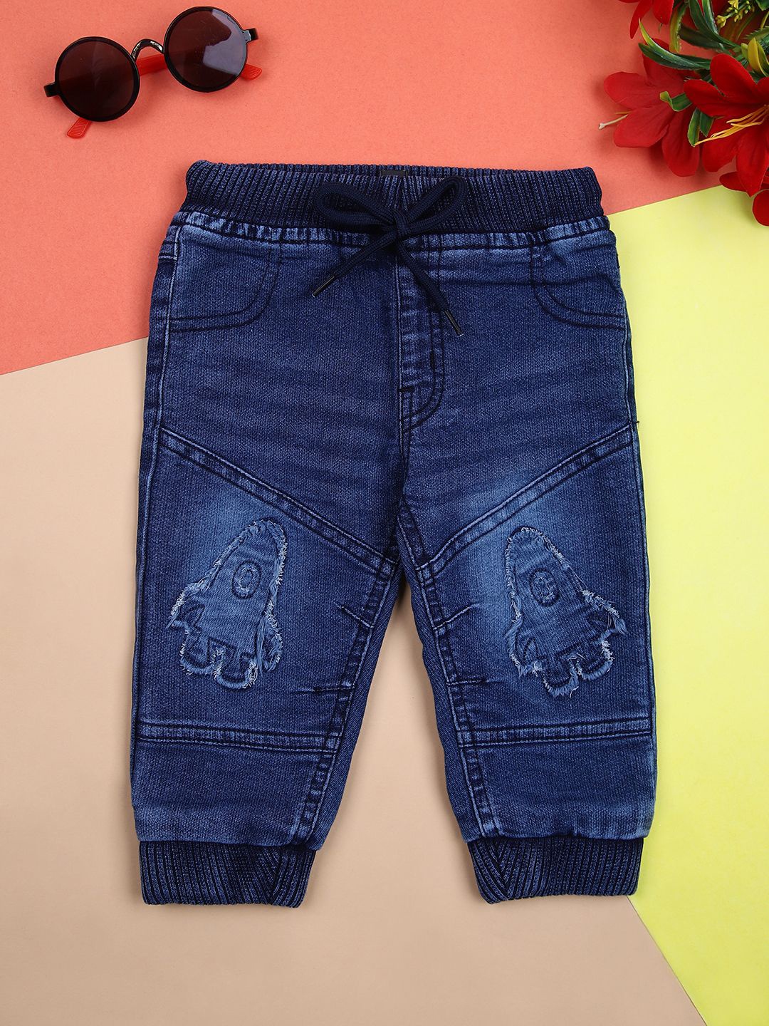 

V-Mart Kids Cotton Light Fade Jogger Stretchable Jeans, Blue