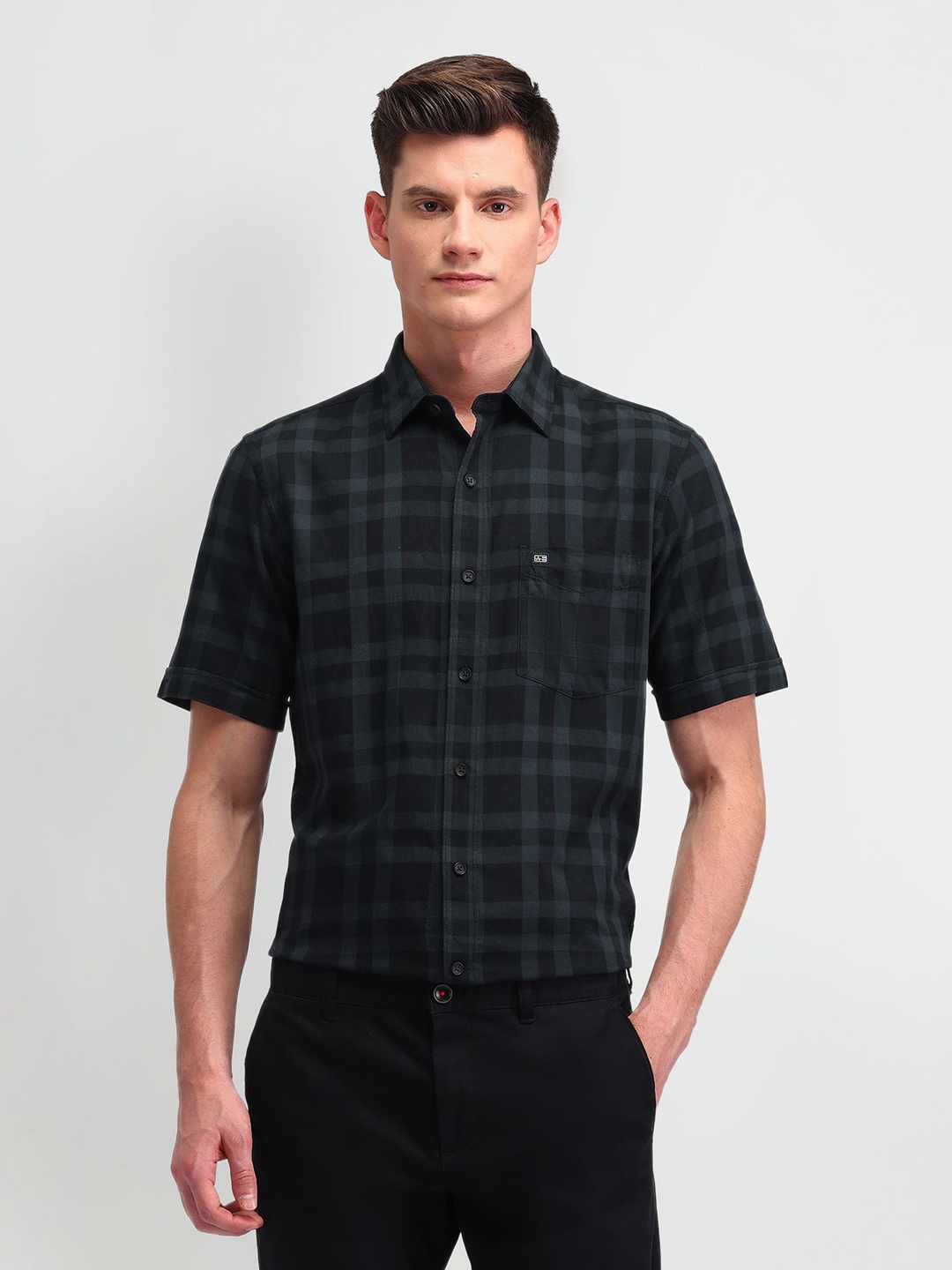 

Arrow Sport Men Classic Opaque Checked Casual Shirt, Black