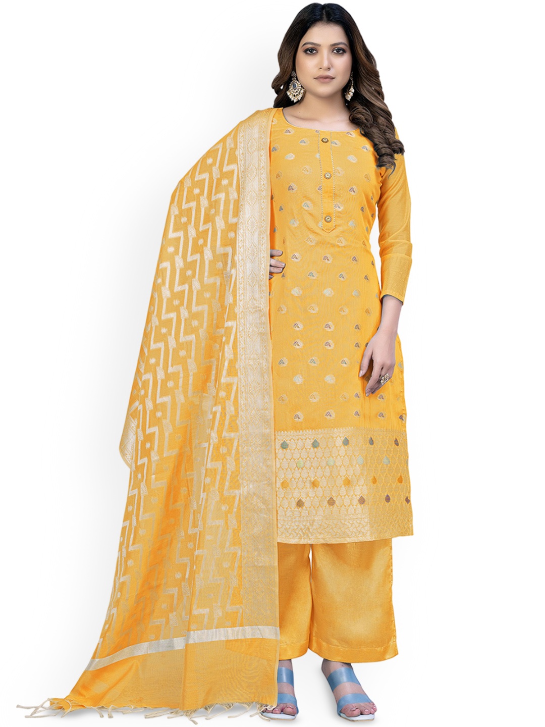 

Maroosh Ethnic Motifs Woven Design Unstitched Dress Material, Yellow