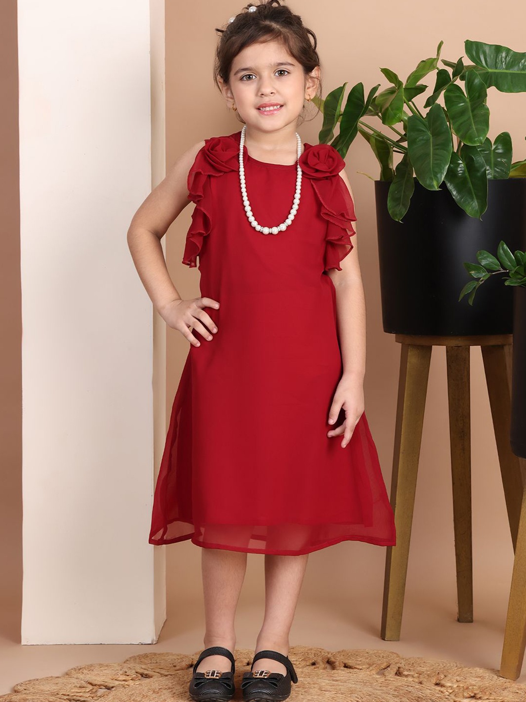 

Baawri Girls Fit & Flare Dress, Maroon