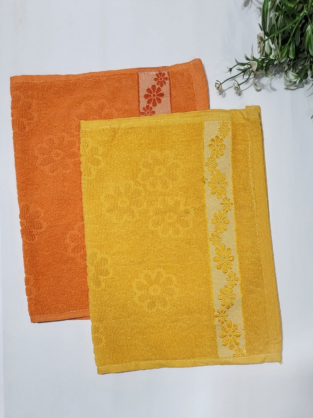 

ANA Yellow & Orange Coloured 2 Pieces Printed Pure Cotton Hand Towels