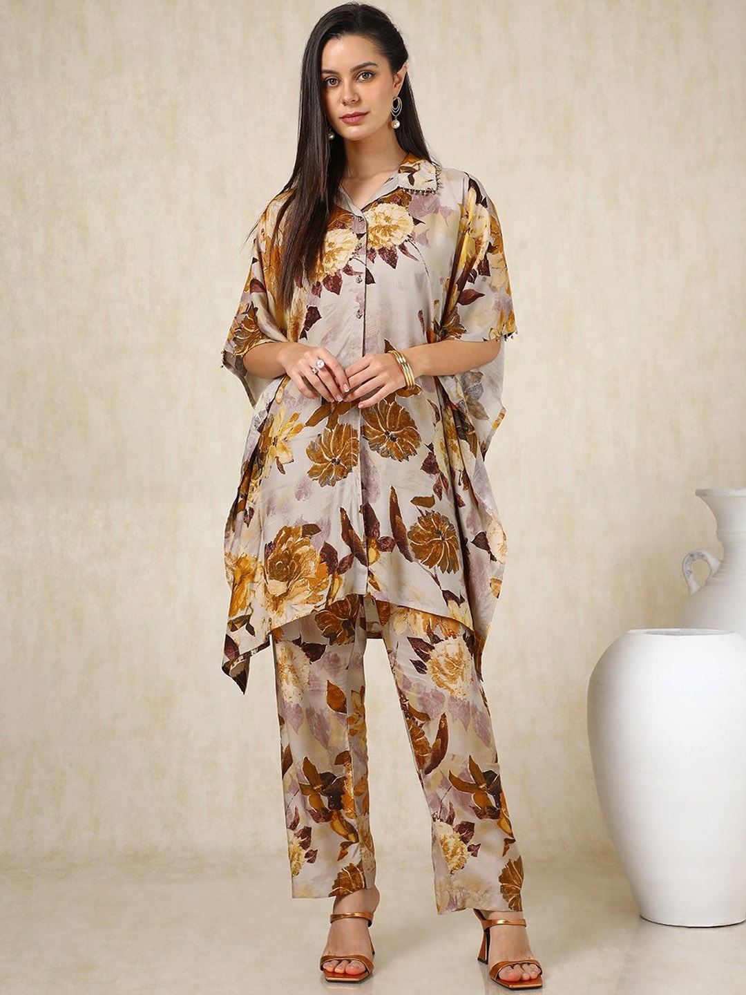

Soch Floral Printed Tunic With Trouser, Beige