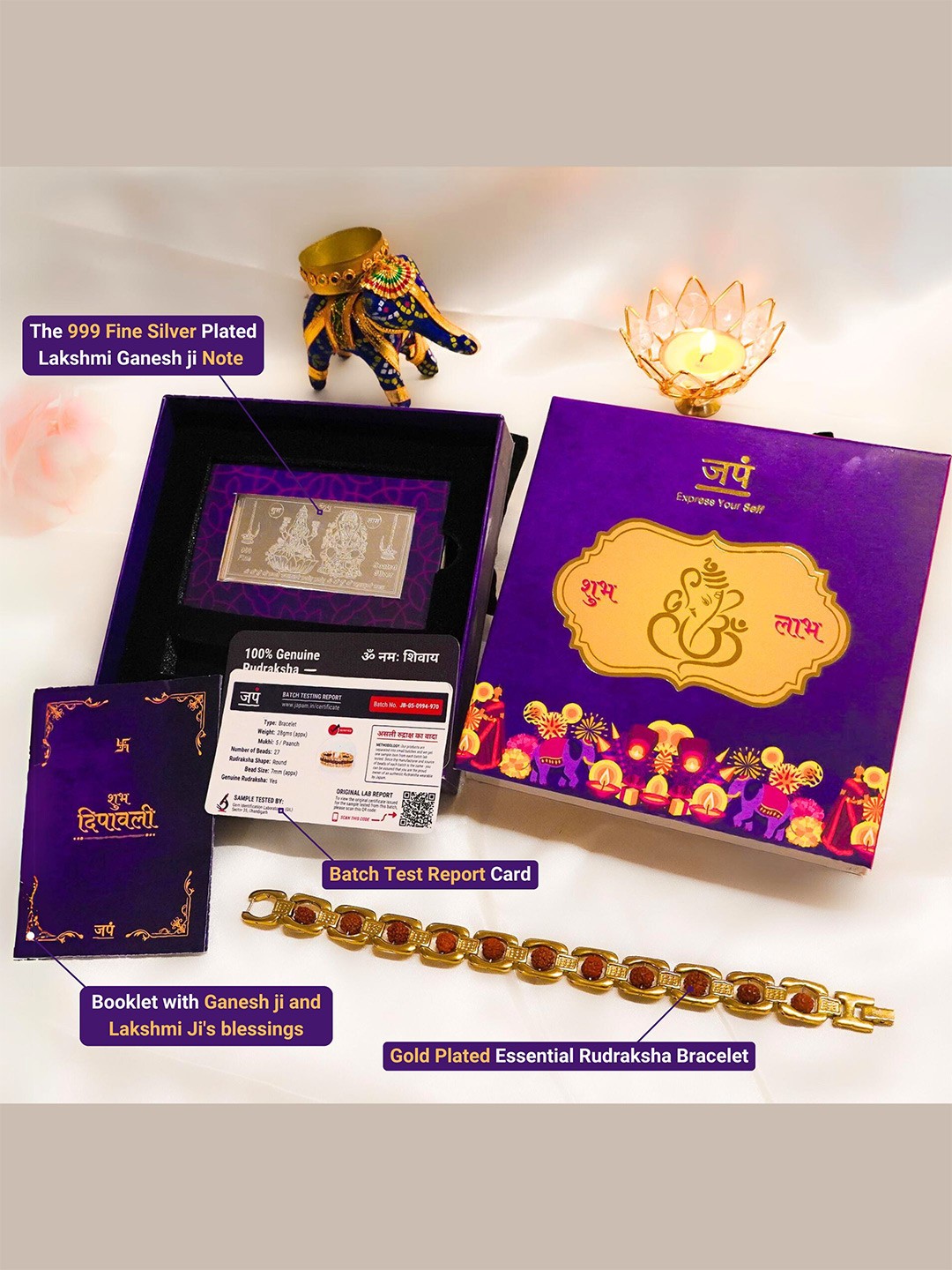 

Japam Gold-Plated Wraparound Bracelet & Rudraksha Ki Diwali Celebration Hamper