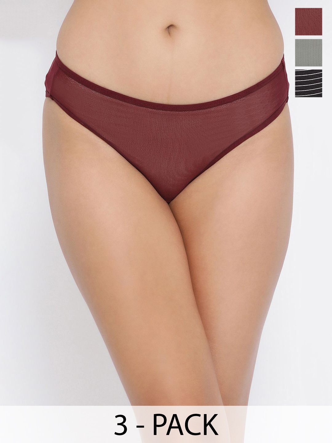 

Clovia Women Pack Of 3 Low-Rise Bikini Briefs, Black