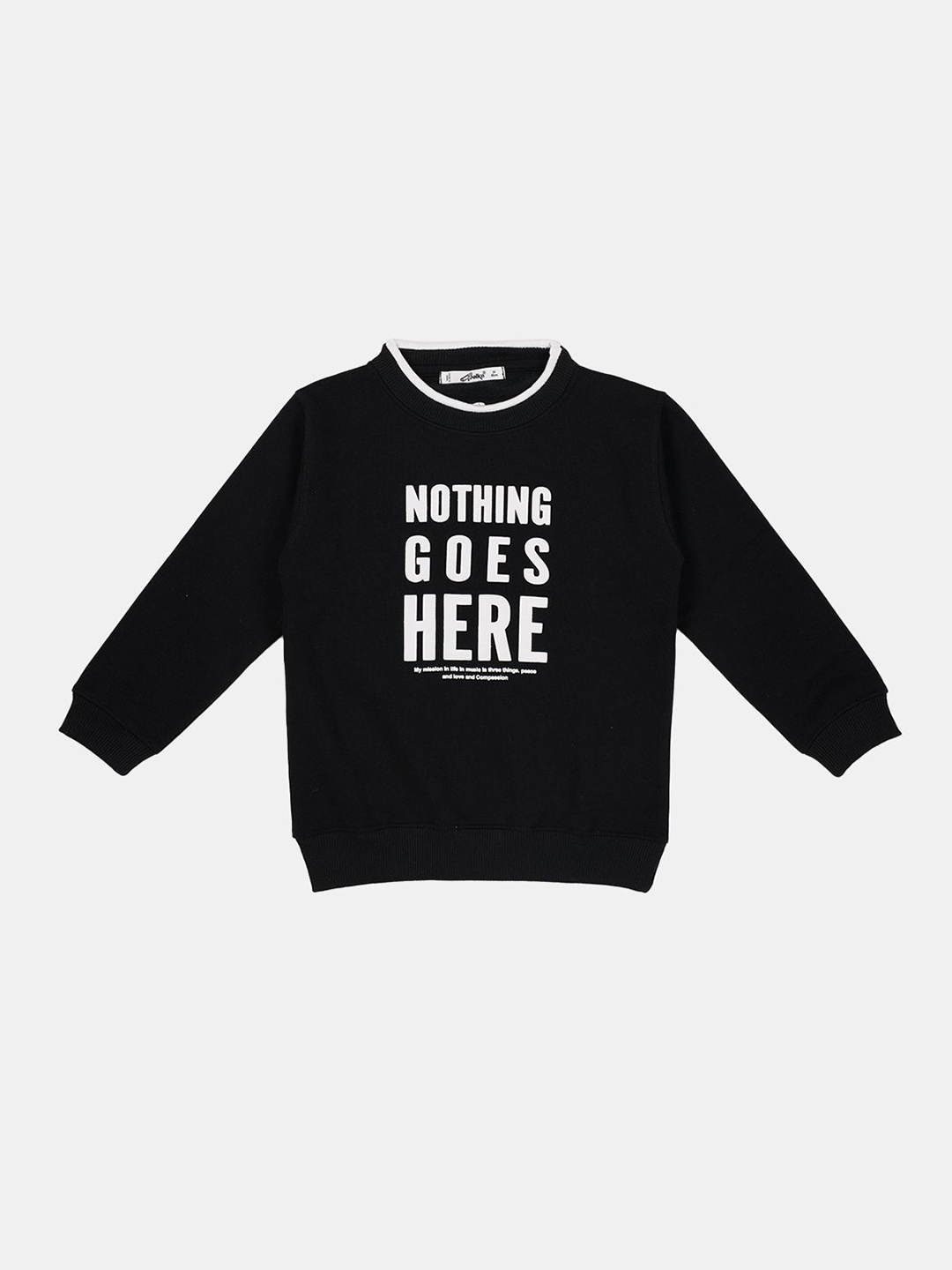 

CHUNMUN Boys Cotton Typography Printed Long Sleeves Casual Sweatshirt, Black