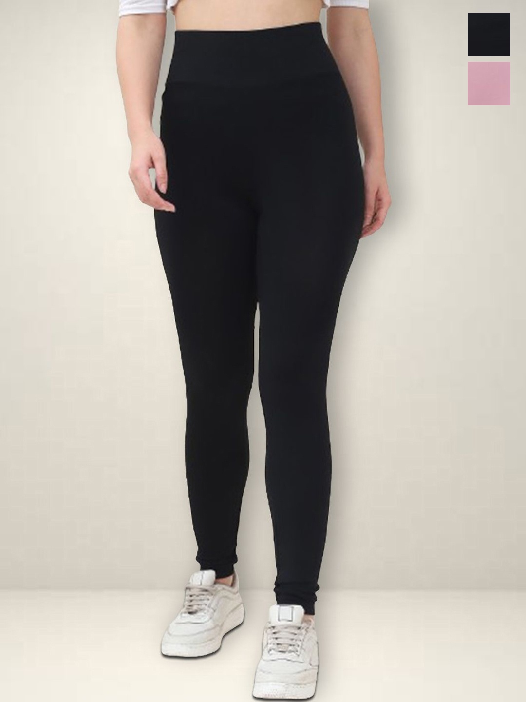 

Jinfo Women Pack Of 2 High Rise Ankle-Length Gym Tights, Black