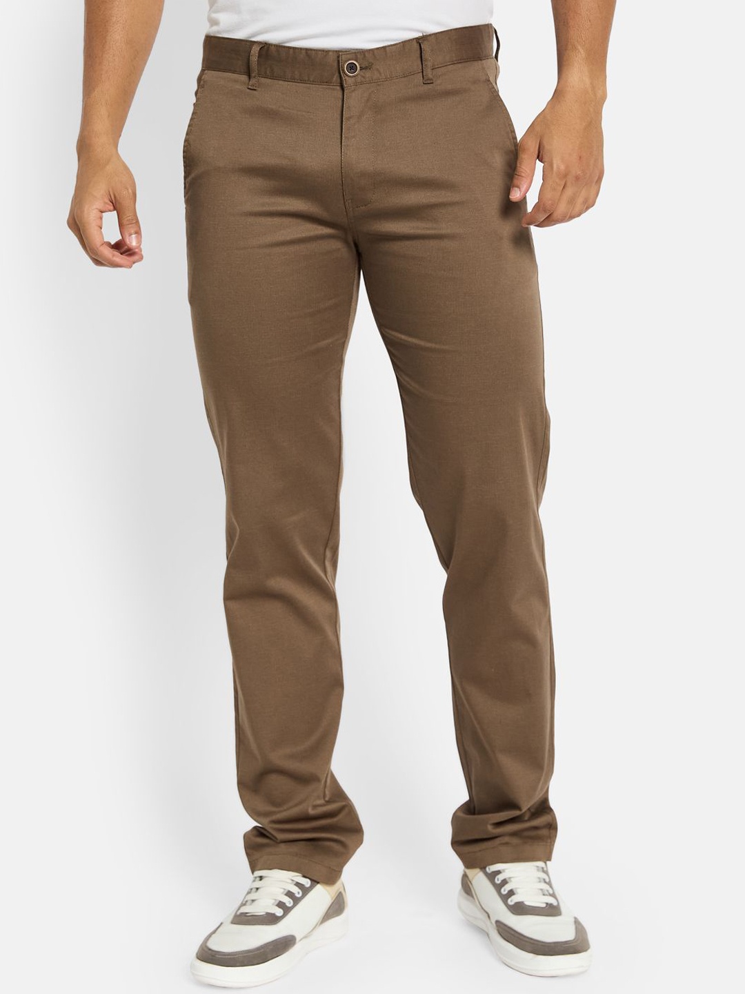 

Octave Men Cotton Mid-Rise Regular Fit Chinos Trousers, Brown