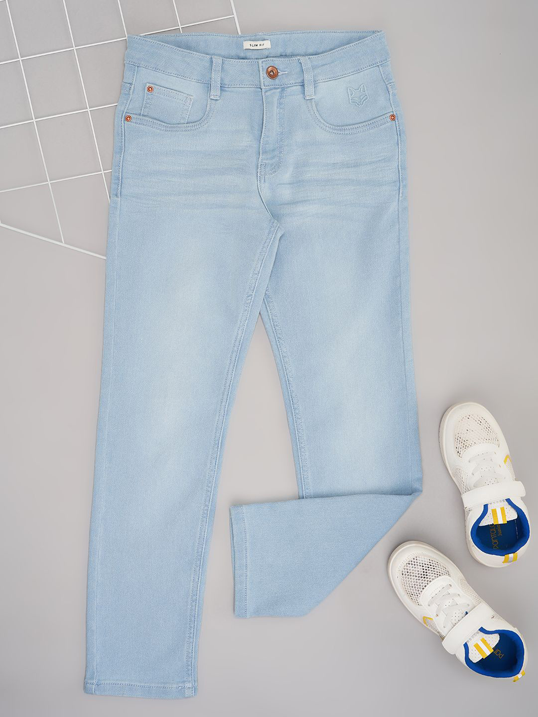 

Pantaloons Junior Boys Slim Fit Heavy Fade Jeans, Blue