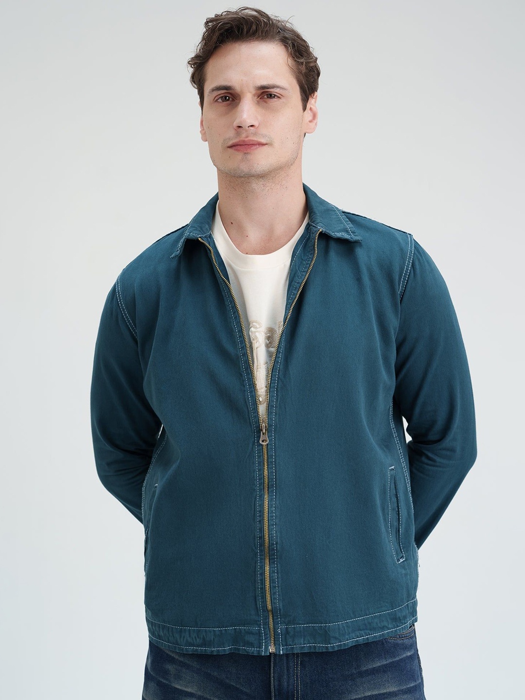

FREAKINS Men Classic Opaque Casual Jacket, Teal
