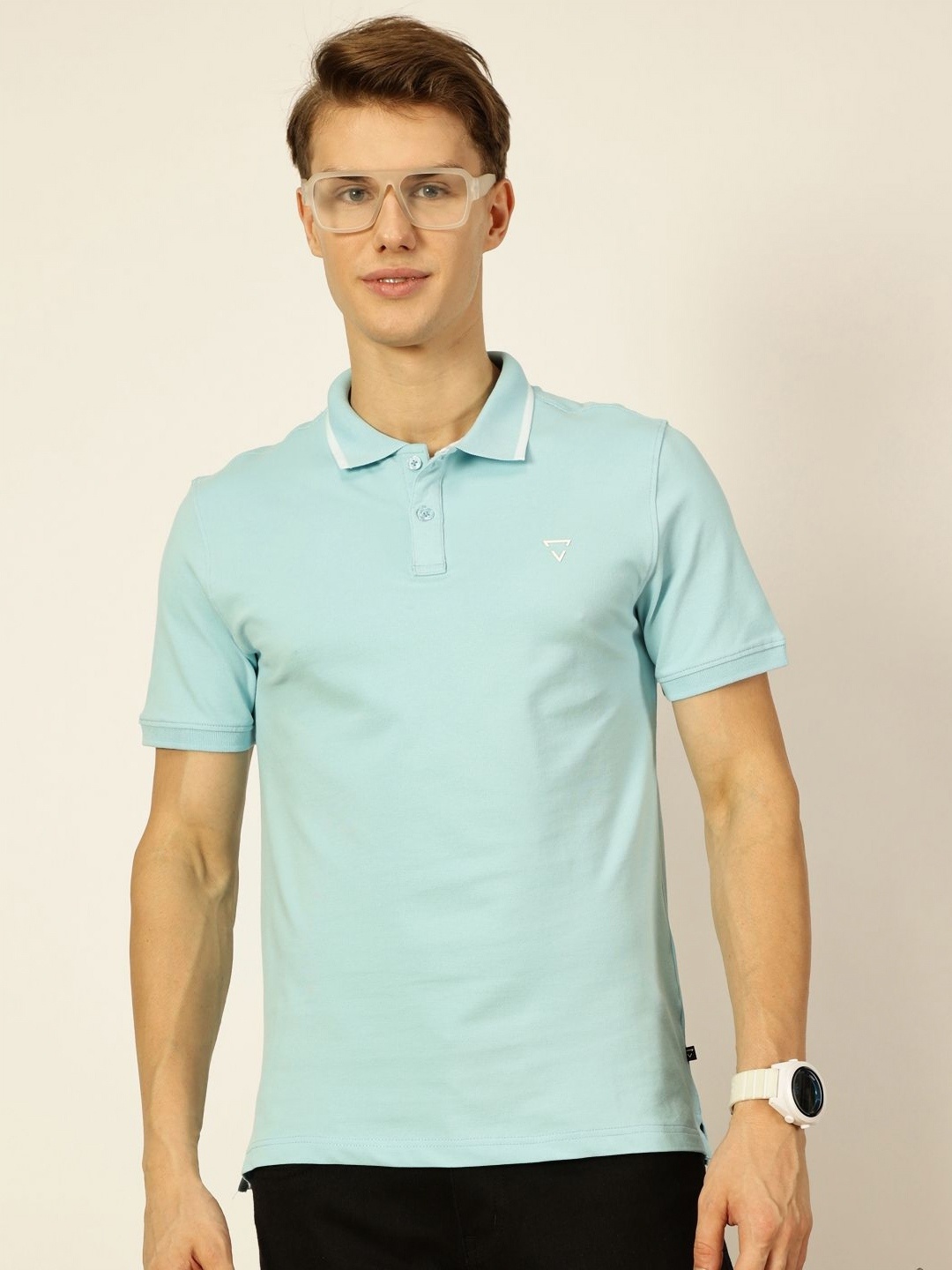 

Thomas Scott Men Solid Polo Collar T-shirt, Blue
