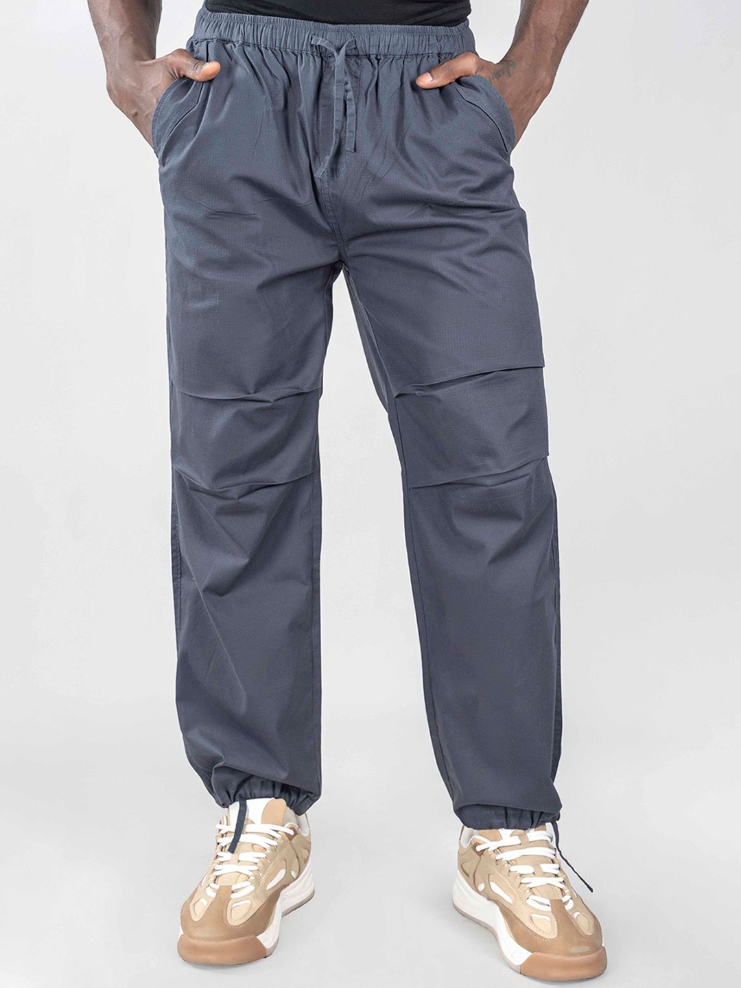 

PEPLOS Men Comfort Loose Fit Cargos, Grey
