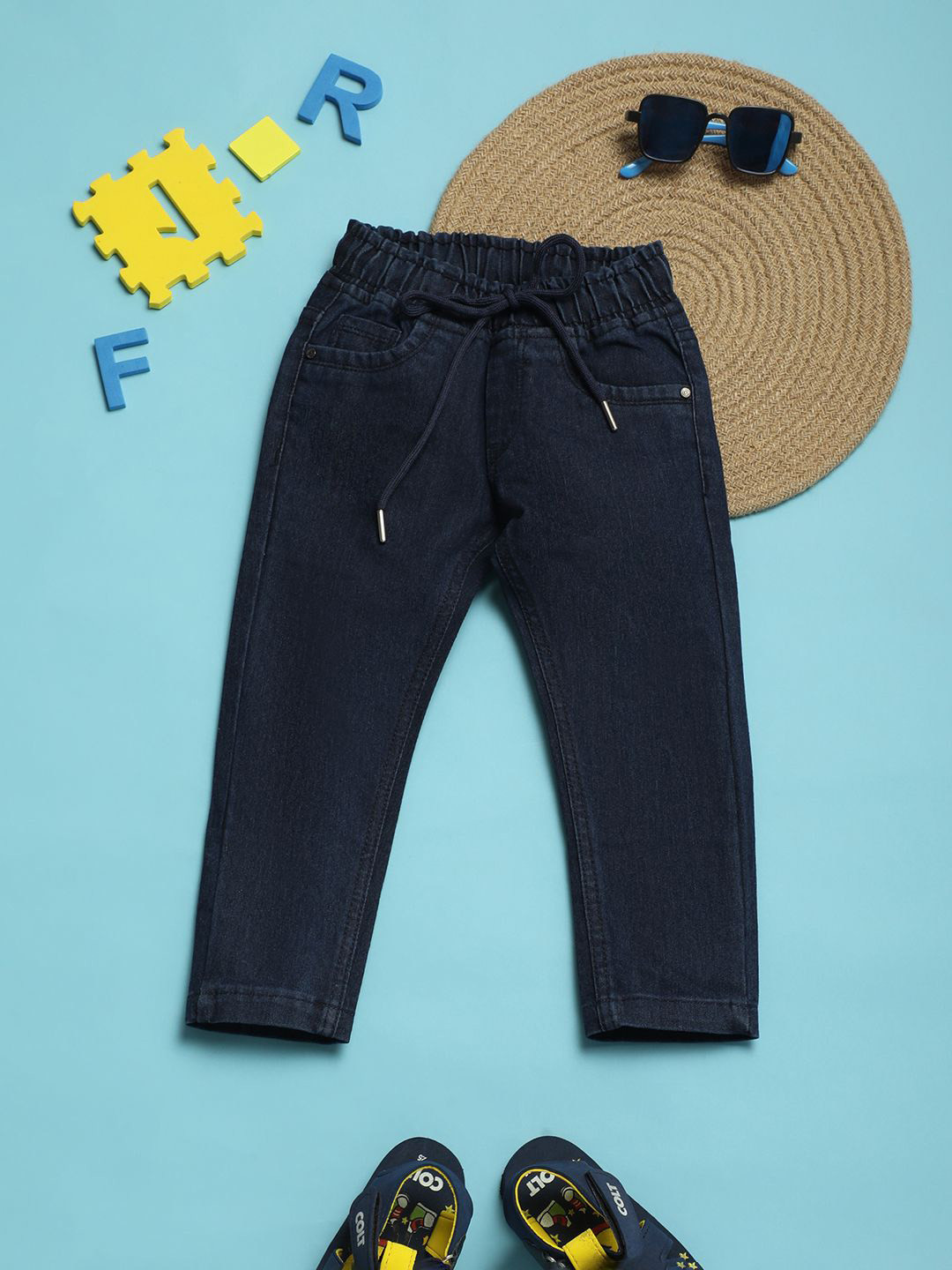 

V-Mart Boys Mid-Rise Low Distress Stretchable Trousers, Blue