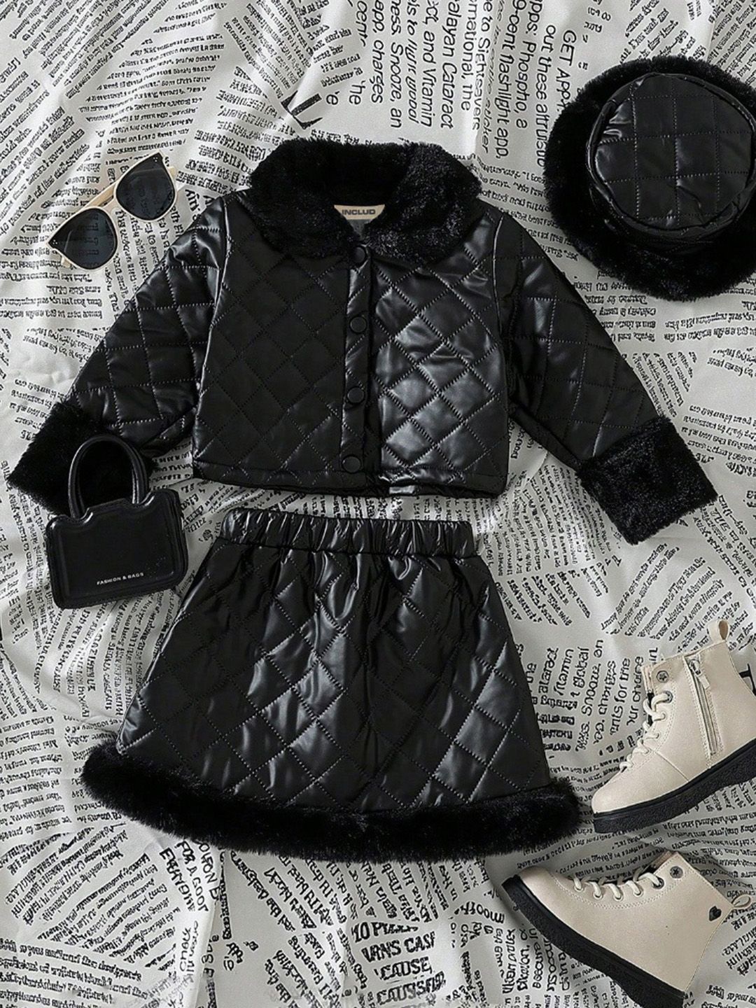 

INCLUD Girls Coat with Skirt, Black