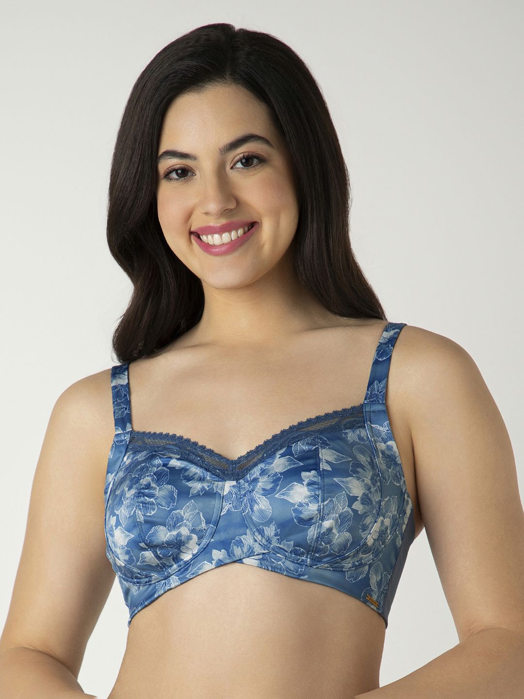 

Amante Women Push-Up Floral Printed Full Coverage Bra, Blue