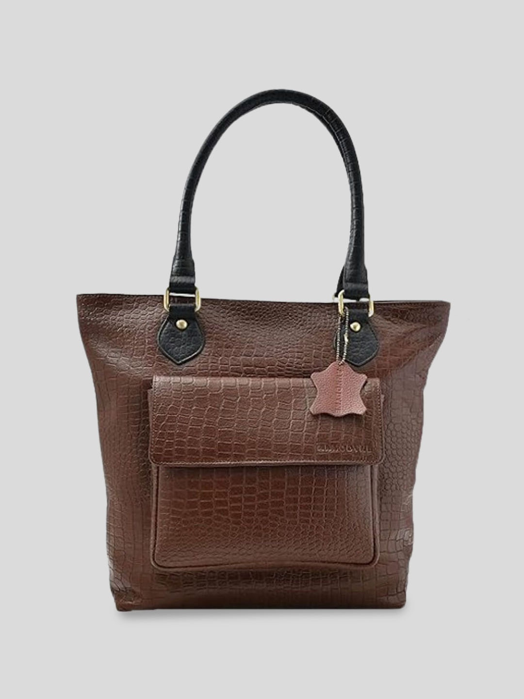 

ANNODYNE Women Textured Structured Leather Shoulder Bag, Brown