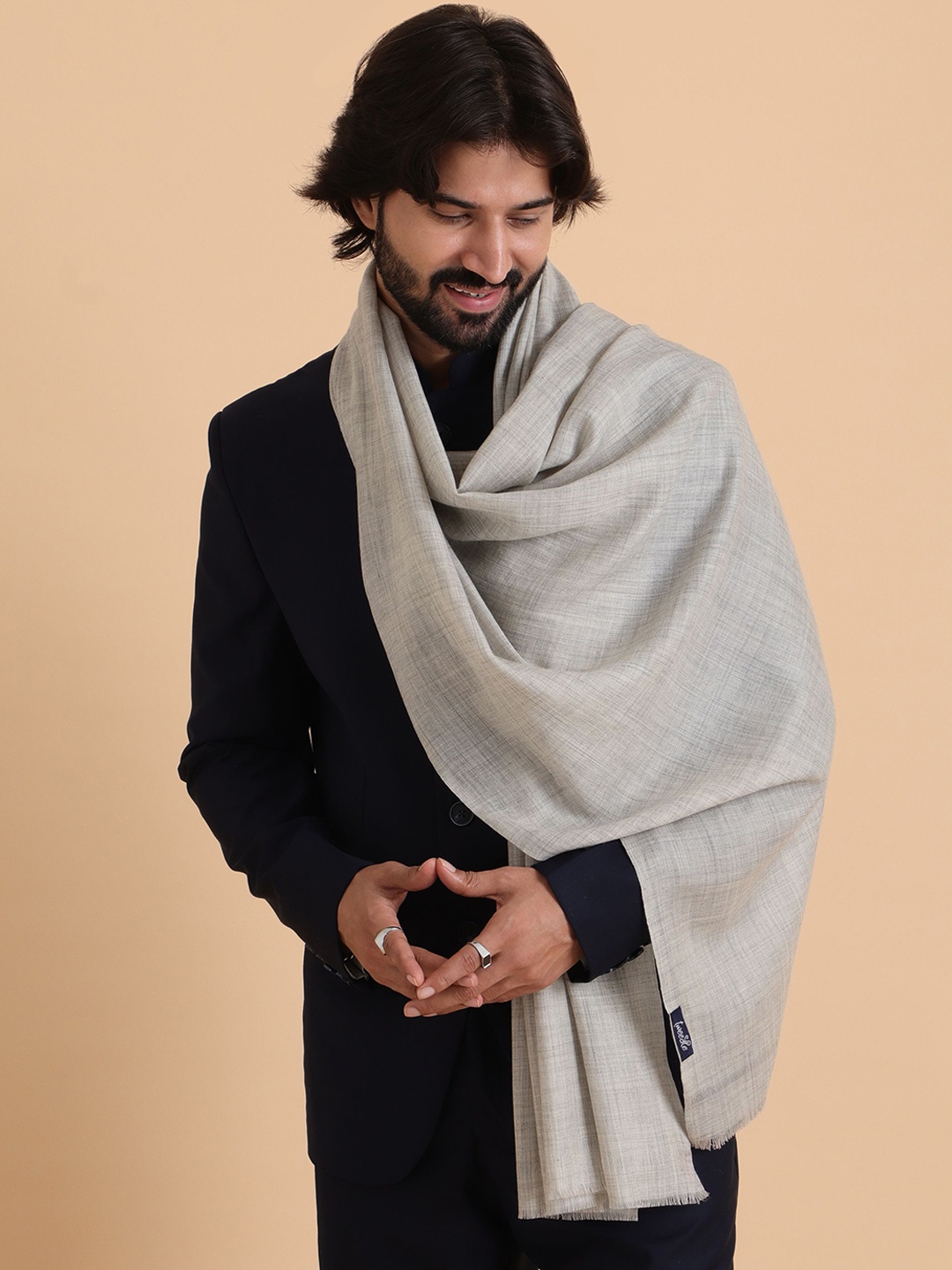 

Tweedle Men Merino Wool Stole, Grey