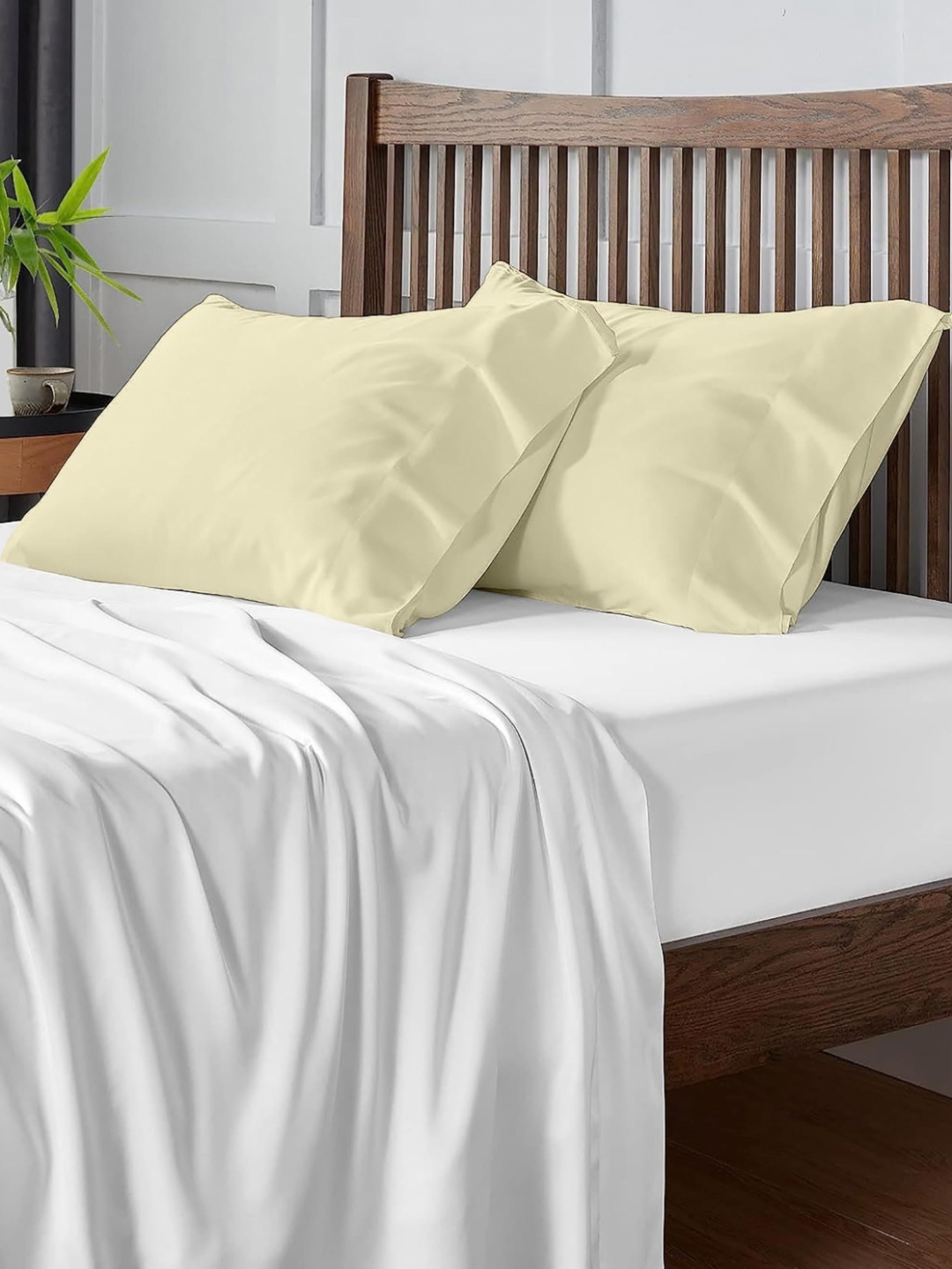 

Sleepino Grey 4 Pieces Solid Linen Rectangle Pillow Covers, Beige