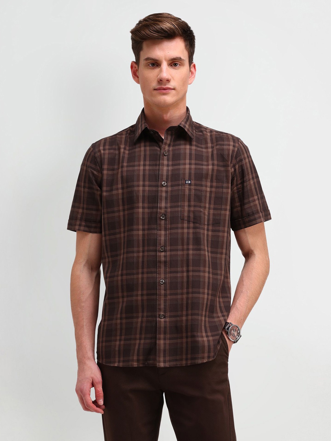 

Arrow Sport Men Classic Opaque Checked Casual Shirt, Brown