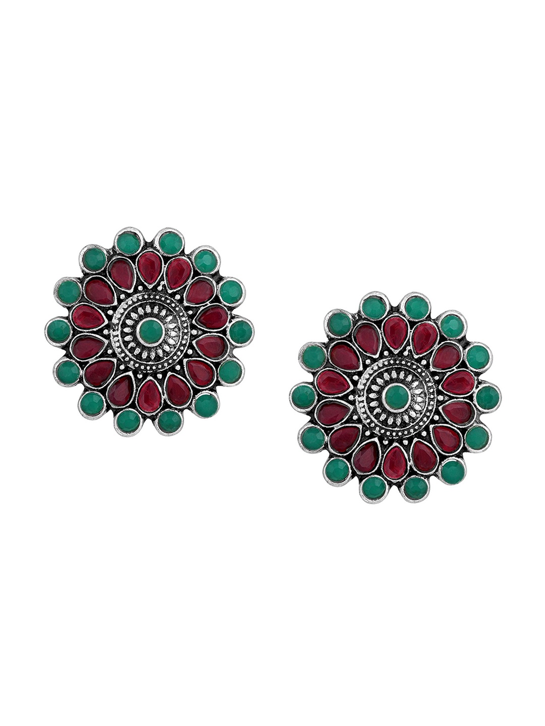 

Stefan Rhodium-Plated Contemporary Oxidised Studs Earrings, Red