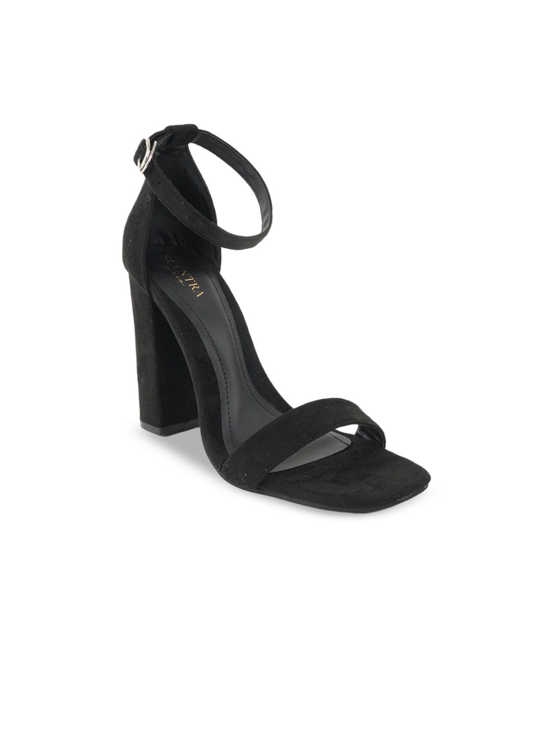 

SCENTRA Women Suede Party Block Sandals, Black