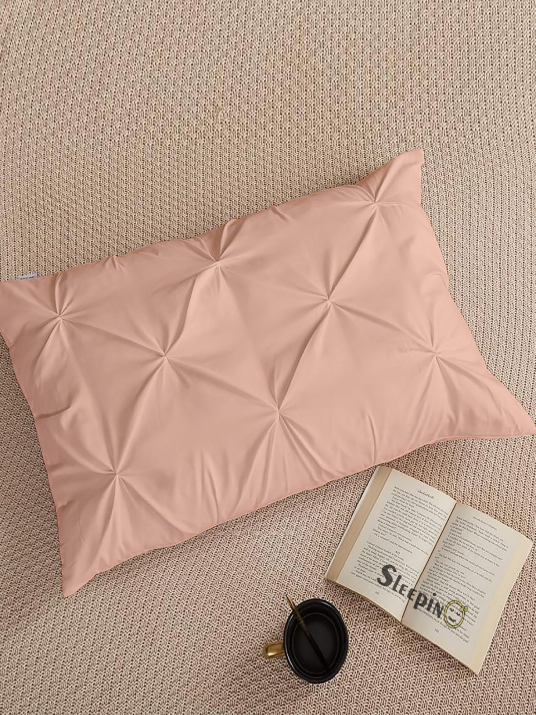 

Sleepino Peach-Coloured 2 Pieces Solid Linen Rectangle Pillow Covers