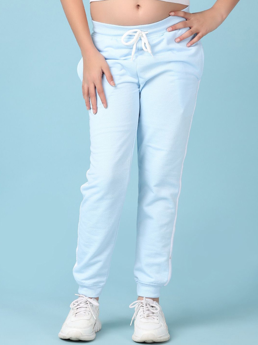 

V-Mart Girls Mid-Rise Cotton Joggers, Blue