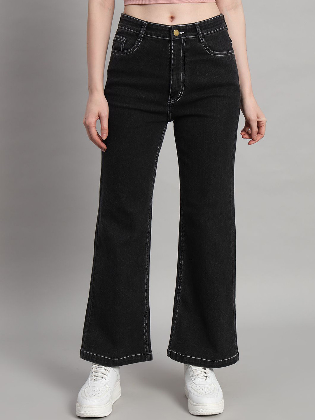 

BAESD Women Flared High-Rise Stretchable Jeans, Black