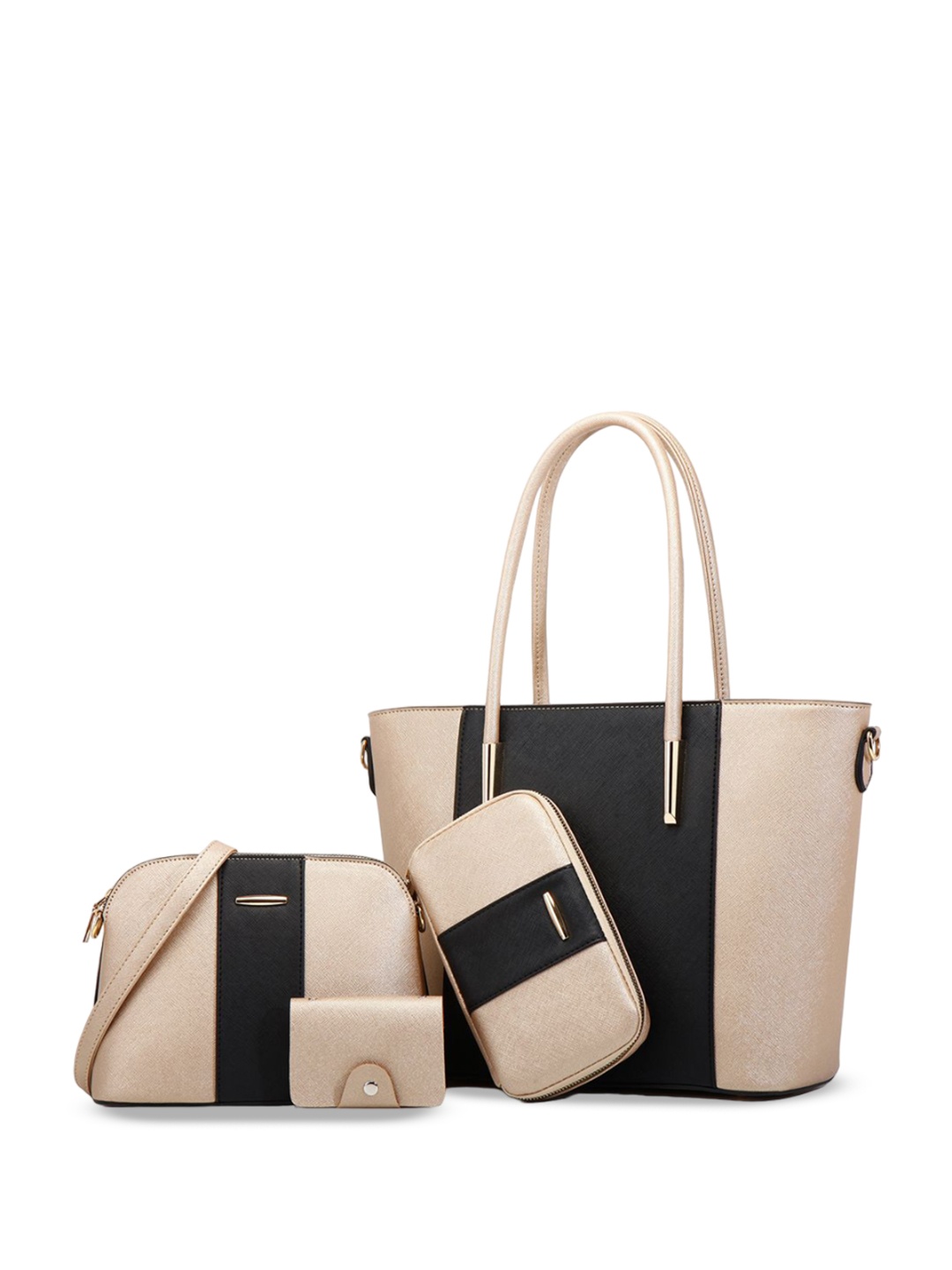 

RAVE Women Colourblocked Structured Handheld Bags, Peach