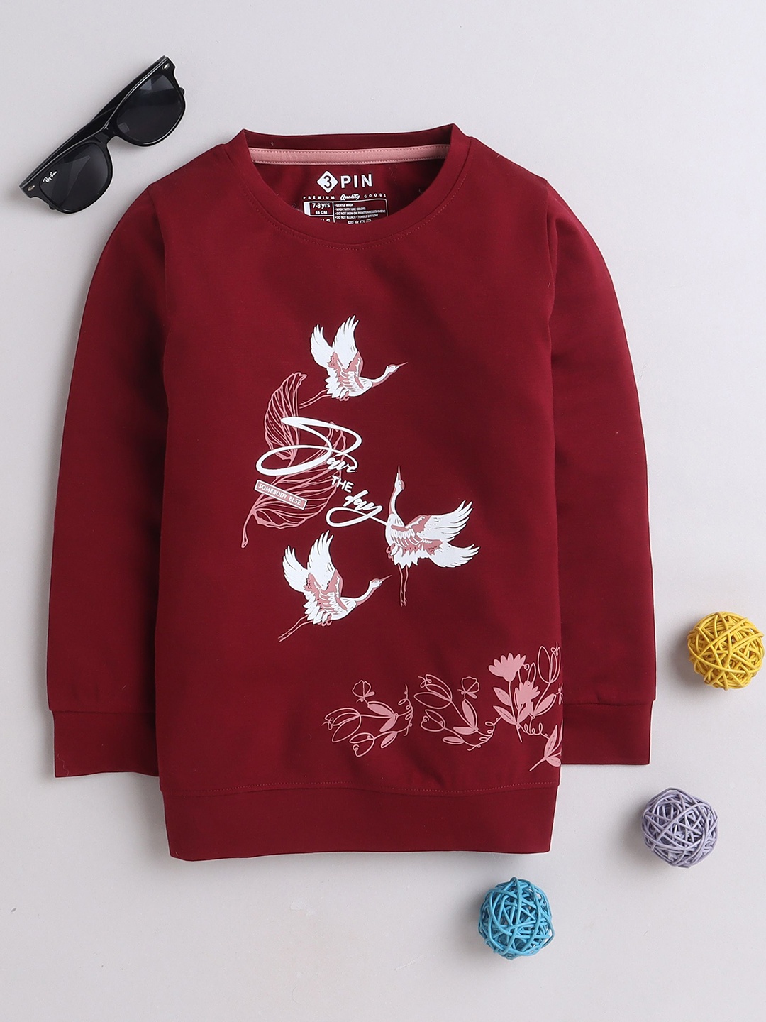 

3PIN Girls T-shirt, Burgundy