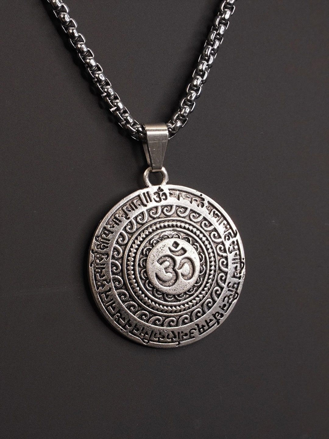 

Japam Silver-Plated Maha Mrityunjaya Mantra Pendant With Chain