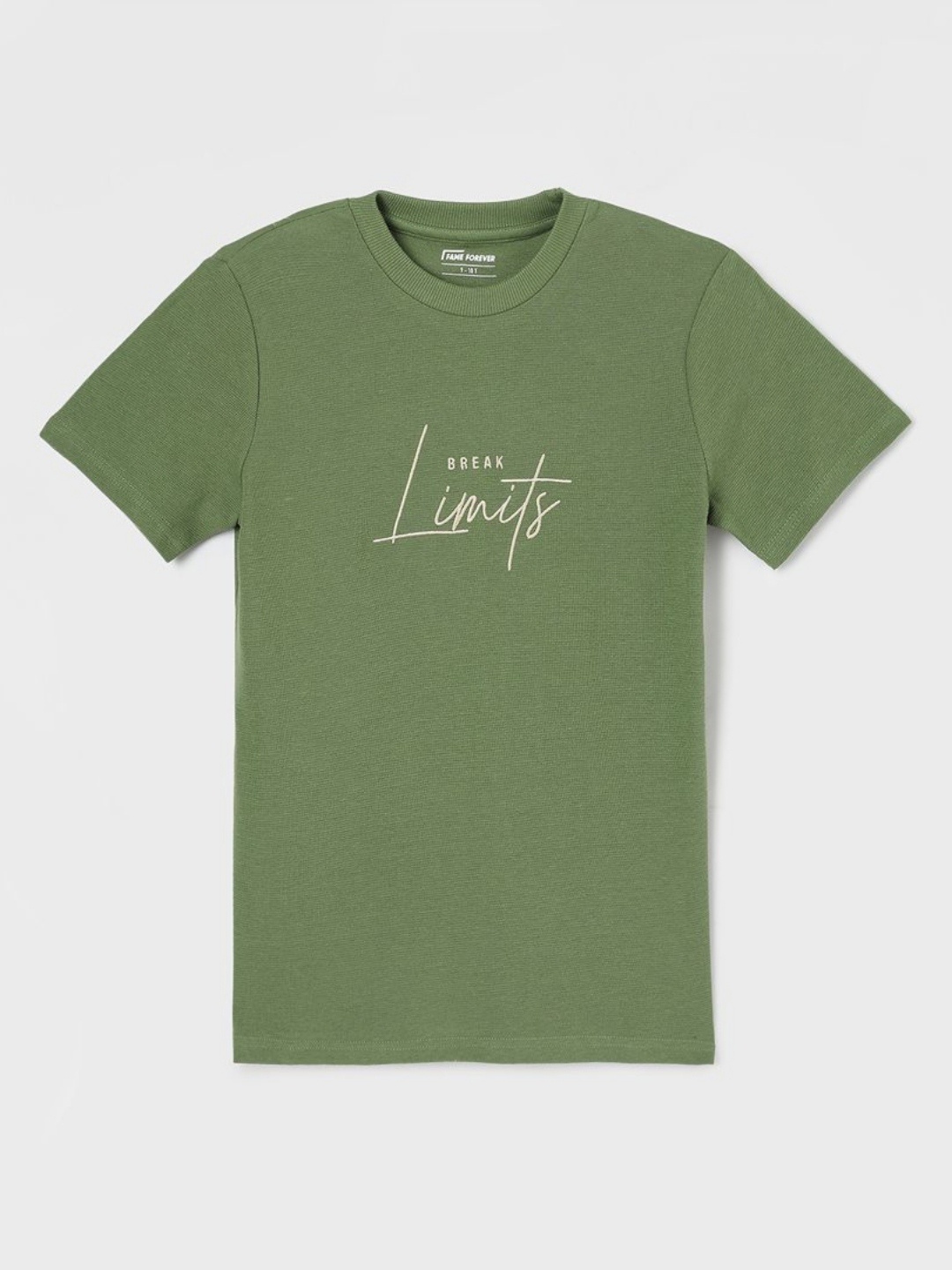 

Fame Forever by Lifestyle Boys Typography Printed Round Neck Cotton T-shirt, Olive