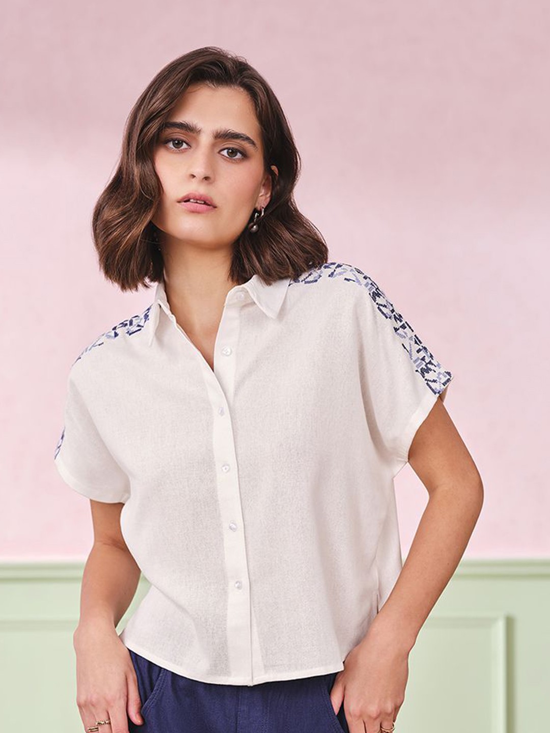 

AND Shirt Style Top, White