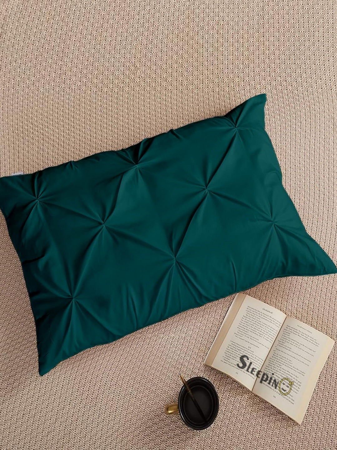 

Sleepino Teal 4 Pieces Solid Linen Rectangle Pillow Covers
