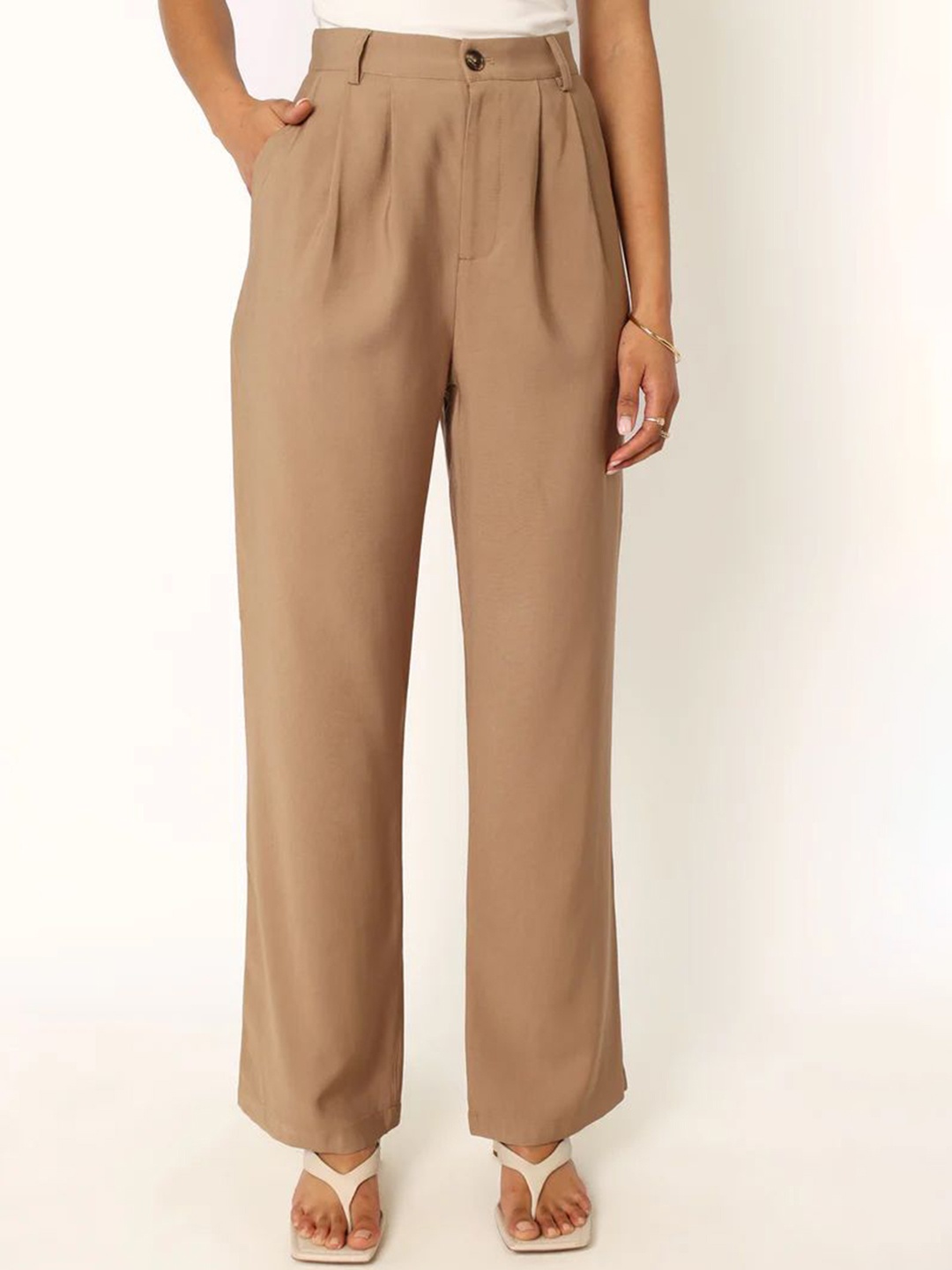 

FNOCKS Women Smart Easy Wash Pleated Wide Leg Trouser, Beige