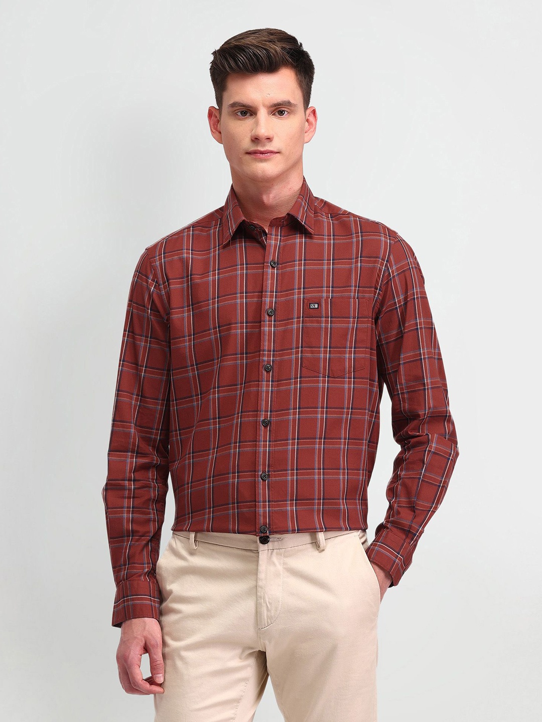 

Arrow Sport Men Classic Opaque Checked Casual Shirt, Rust