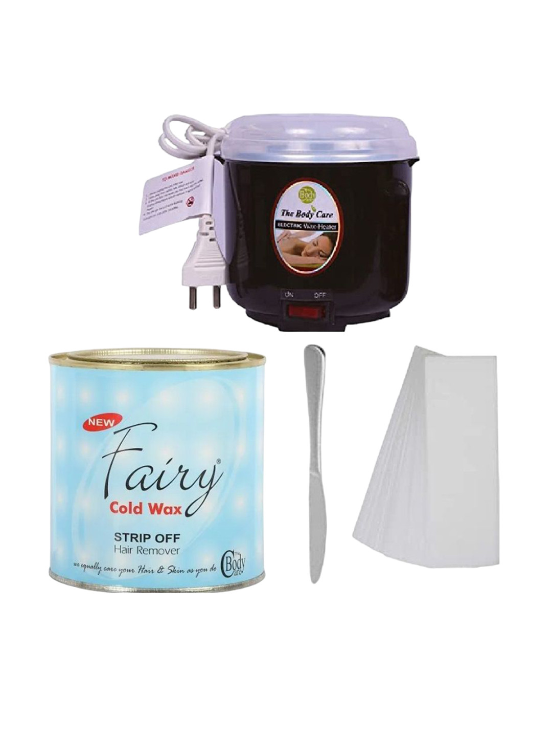 

The Body Care Fairy Cold Wax With Stripes Heater & Spatula - 600 g, White
