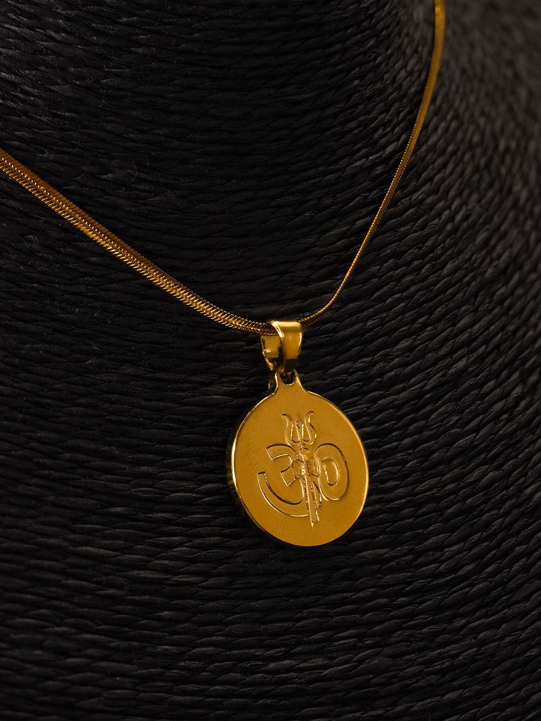 

Japam Gold Plated Om Trishool Coin Necklace