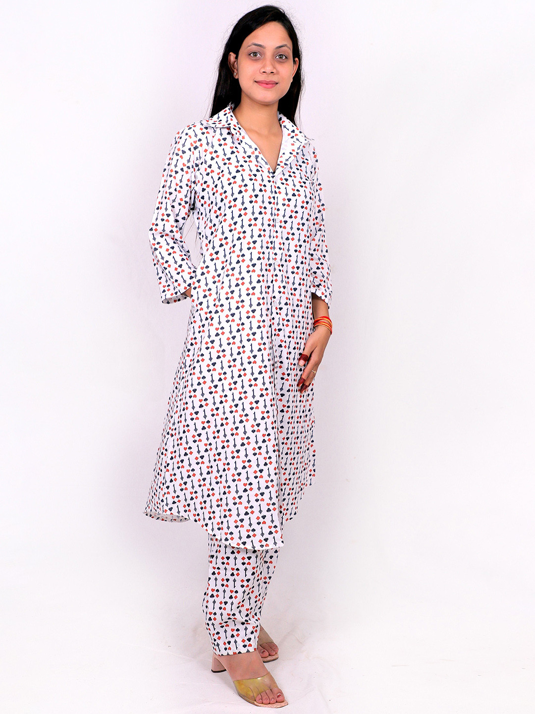 

TILISM Printed Pure Cotton Kurta With Trouser, White