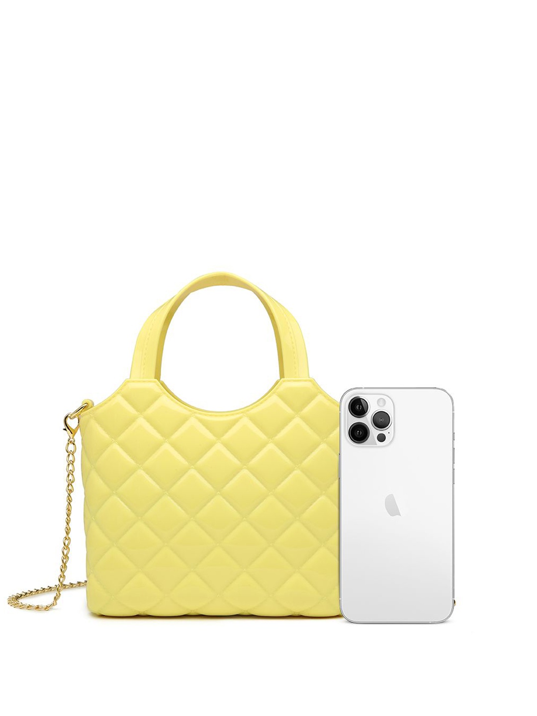 

RAVE Women Textured Structured Tote Bag, Yellow