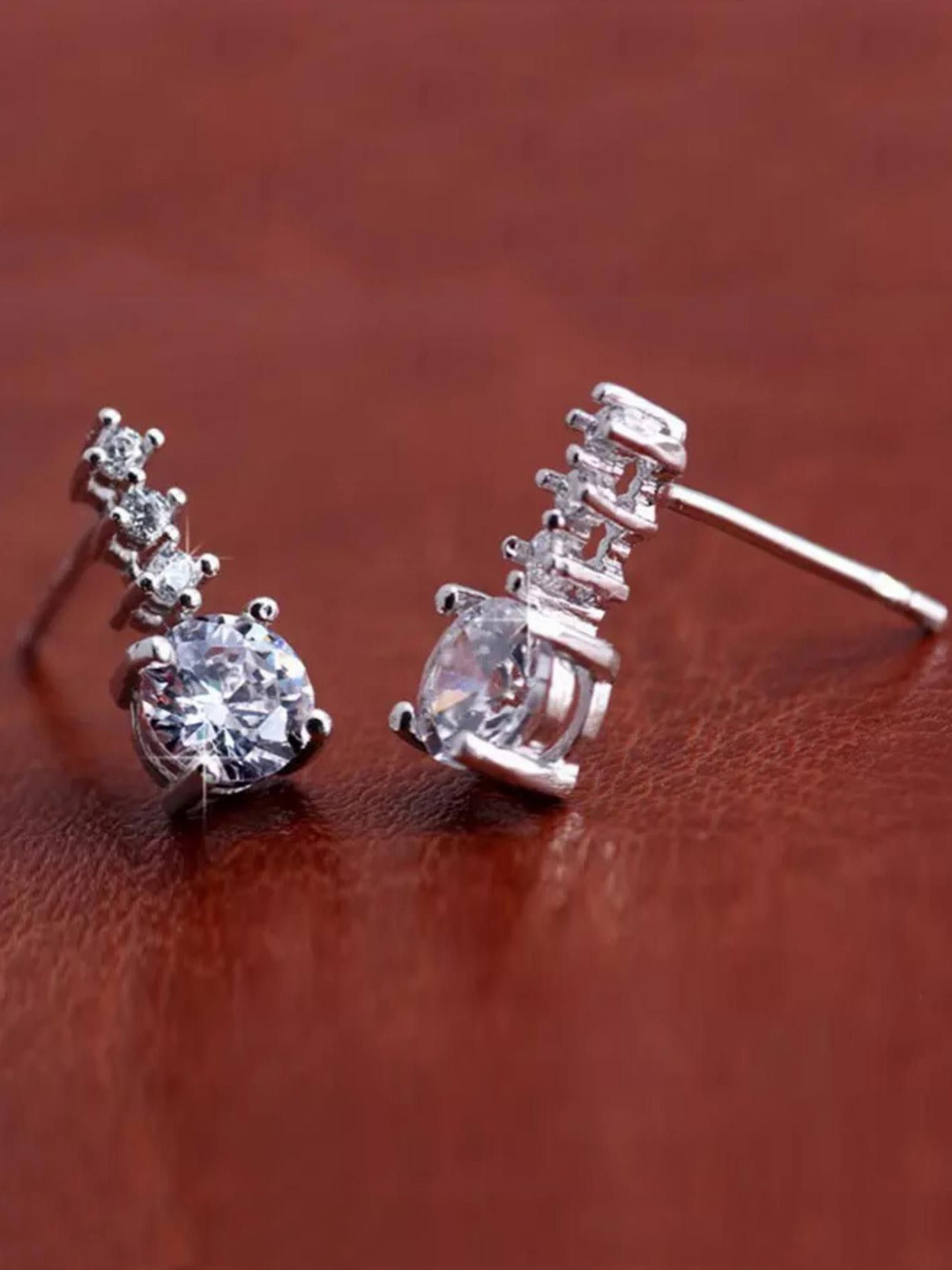

MYKI Silver Plated Cubic Zirconia Contemporary Studs
