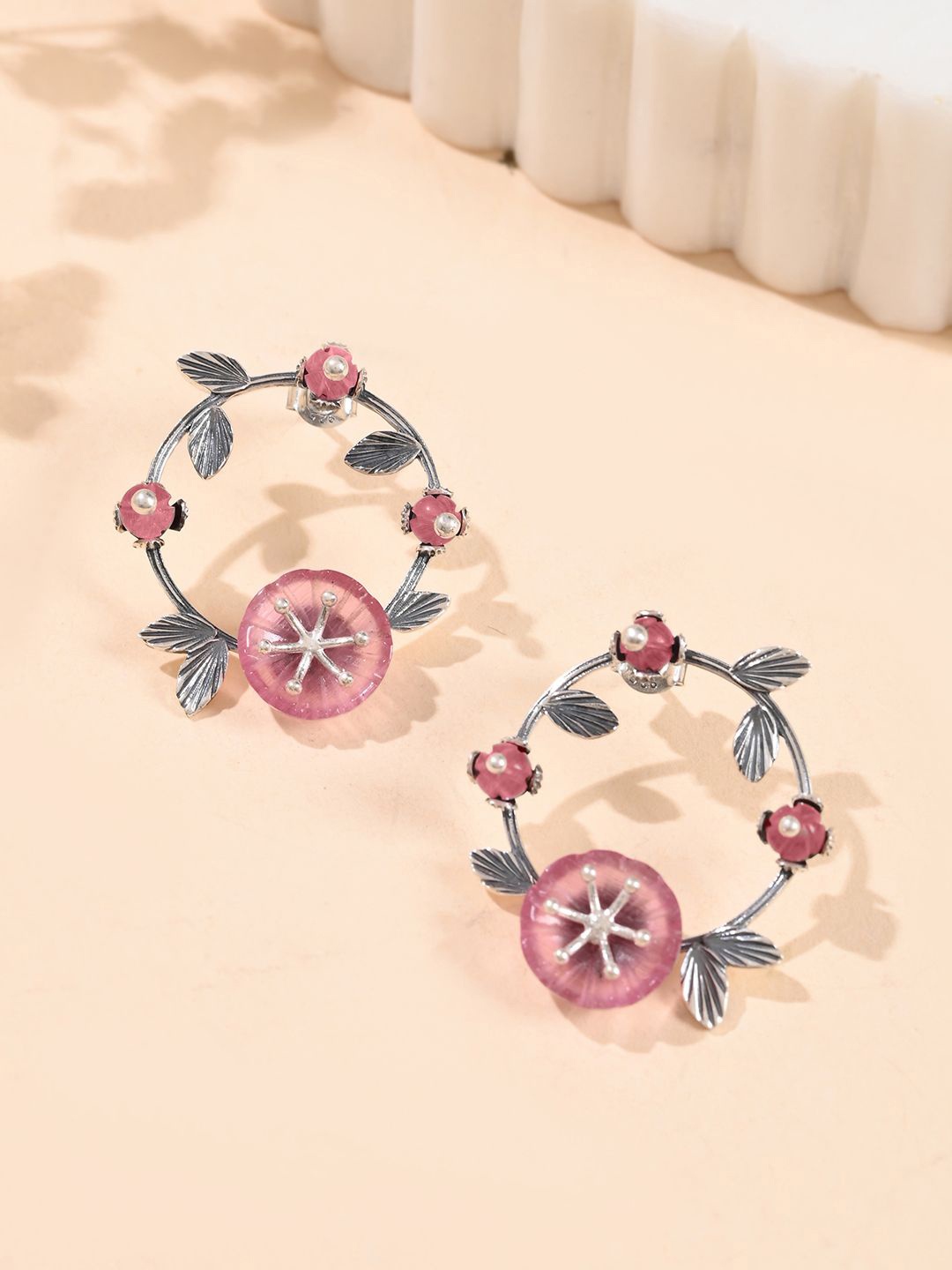 

Studio Voylla 925 Sterling Silver Rhodium-Plated Floral Ear Cuff Earrings