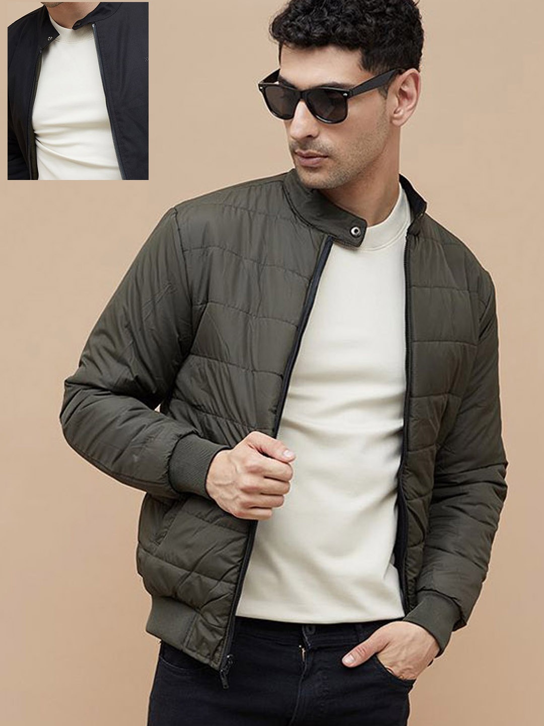 

CODE by Lifestyle Men Mandarin Collar Solid Casual Padded Jacket, Black