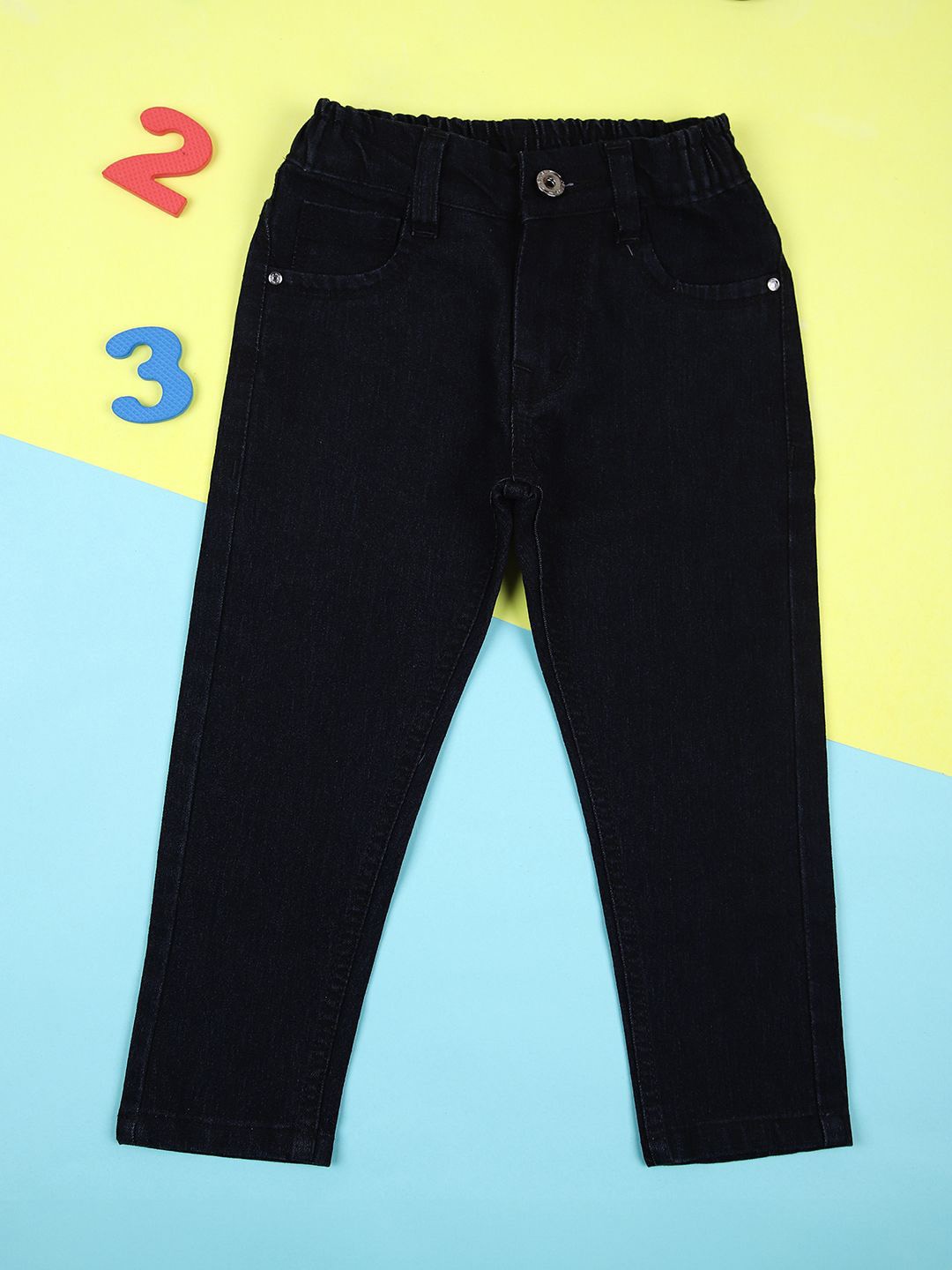 

V-Mart Boys Slash Knee Stretchable Jeans, Black